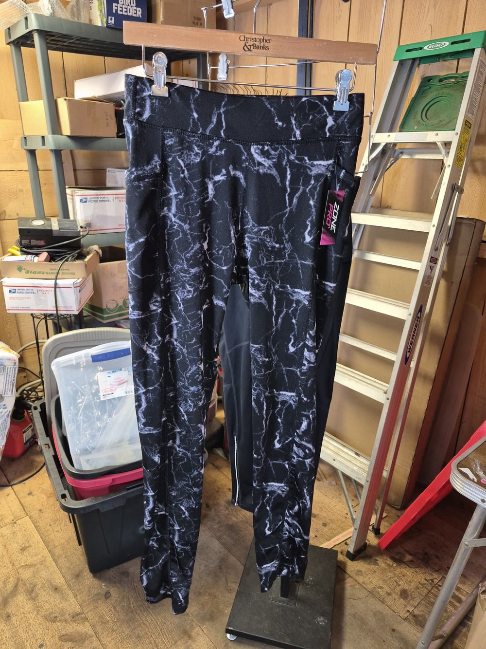 Zone Pro Girls' Black Marble Print Athletic Leggings Bin 53